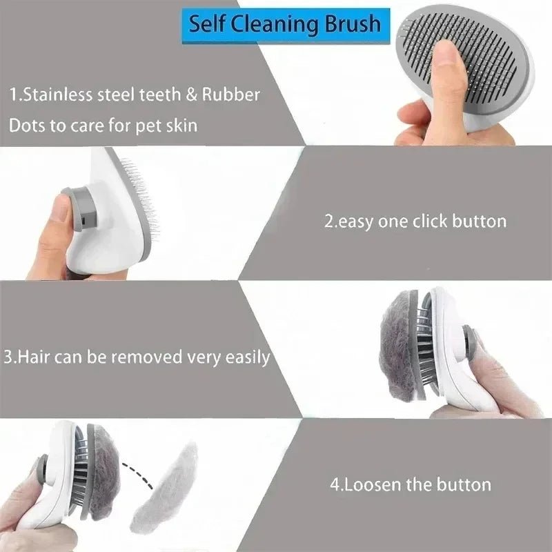 Self - Cleaning Brush – Grooming Brush for Cats & Dogs, Eliminates Undercoat Mess & Reduces Shedding - Marizoa -