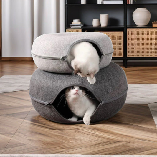 Peekaboo Cat Tunnel Retreat - Interactive Foldable Collapsible Cat Play Tunnel for Cats & Kittens - Marizoa - 